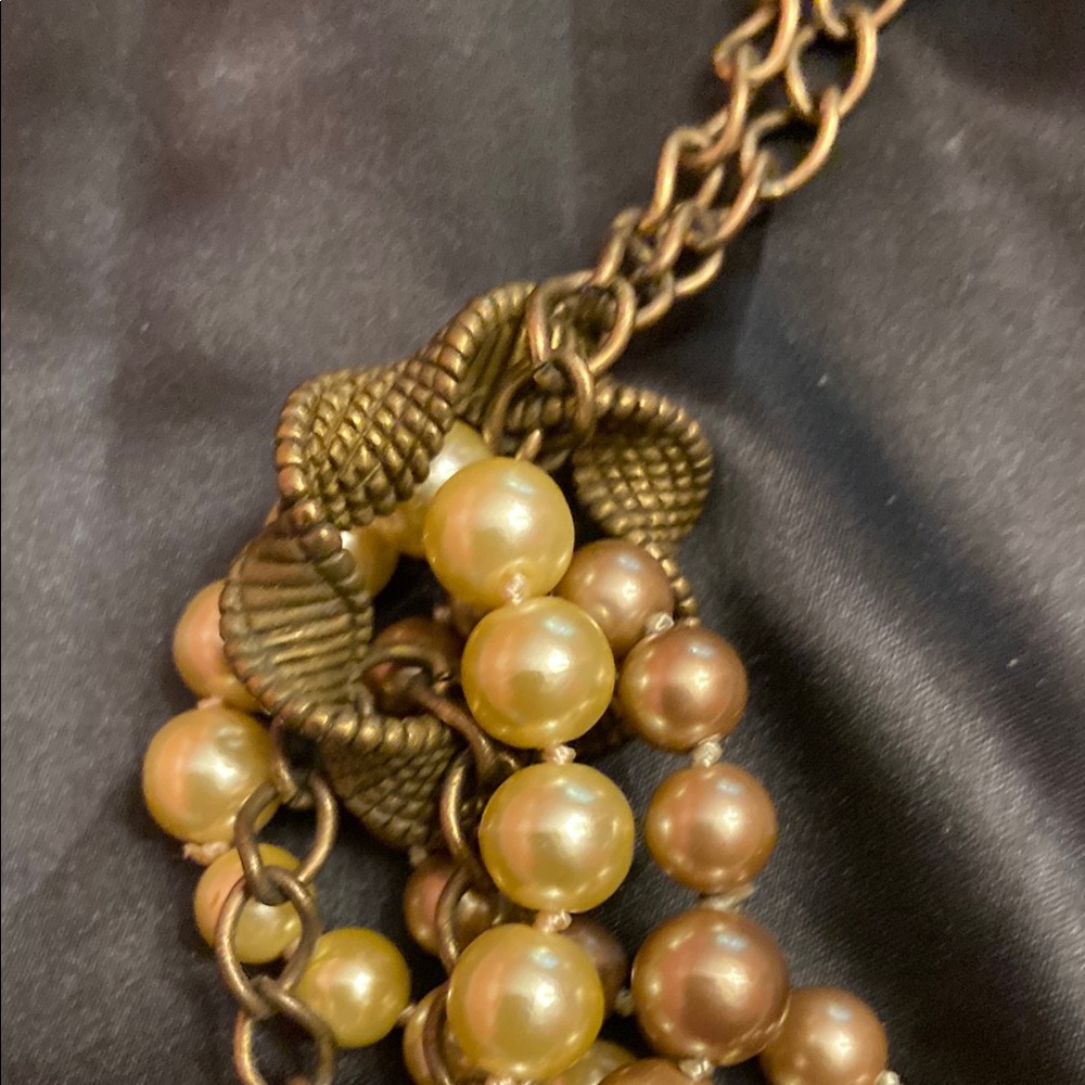 Talbots Elegant Silver, Pearl and Bronze Beaded Necklace - Picture 3 of 11